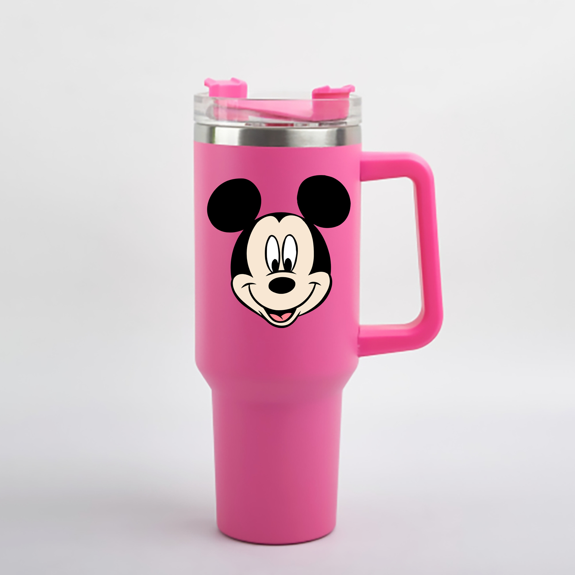 （画像用） ミッキーマウス Mickey Mouse 1200mL車用タンブラー - クリスタルステッカー（プラスチックストロー付き）